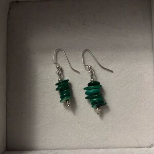 925 Sterling Silver Handmade Green Beaded Drop Earrings